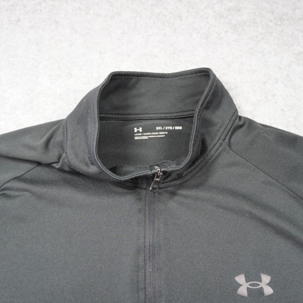 Under Armour Mens Tech 2.0 Quarter Zip Pullover Black 2XL Loose Fit Workout Top - Picture 4 of 6